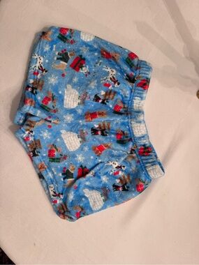 Blue Holiday Fleece Shorts with Winter Animal Print